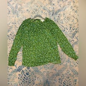 green floral blouse